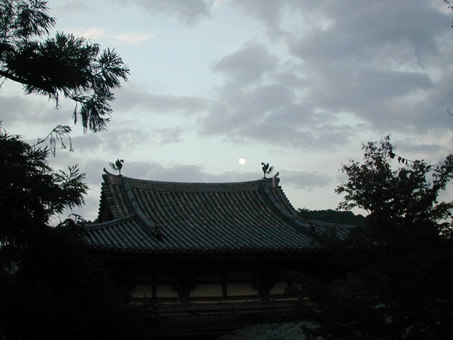 Byodo-in and moon
