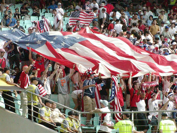 US Fans and Big Flag